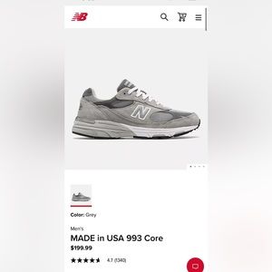 New Balance Men’s MADE in USA 993 Core (Gray)